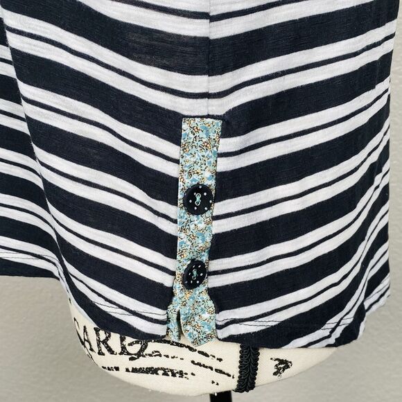 Anthropologie 9-H15 STCL Sz S Long Sleeve Knit Top Black White Striped Boat Neck - Picture 5 of 11